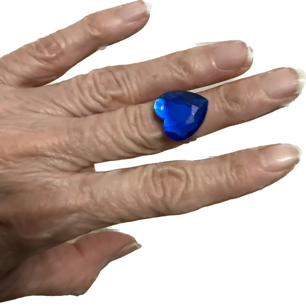 VTG RARE Y2K LISA FRANK BLUE HEART GEM RING BLING JEWELRY VALENTINE GIFT LOVE LV